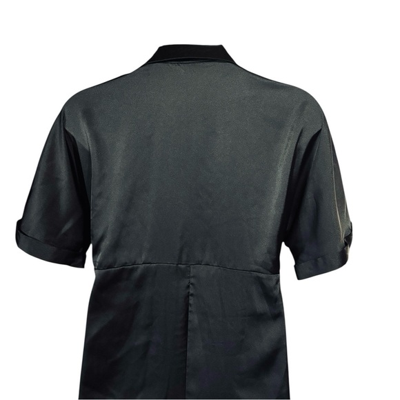 NEW / BTFBM (Amazon), Satin Ruched Shirt Dress, 2XL (Fits Smaller), Black - Picture 10 of 12